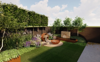 Warme tuin met cortenstaal