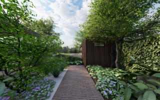 Luxe welnesstuin met uitzicht