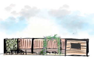 Schetsontwerp gezellige dorpstuin