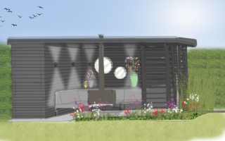 Ontwerp tuin met overkapping